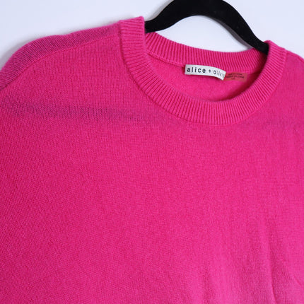 ALICE + OLIVIA Gleeson Cashmere Sweater Dip Dye Ombre Pink Long Sleeve Women's L