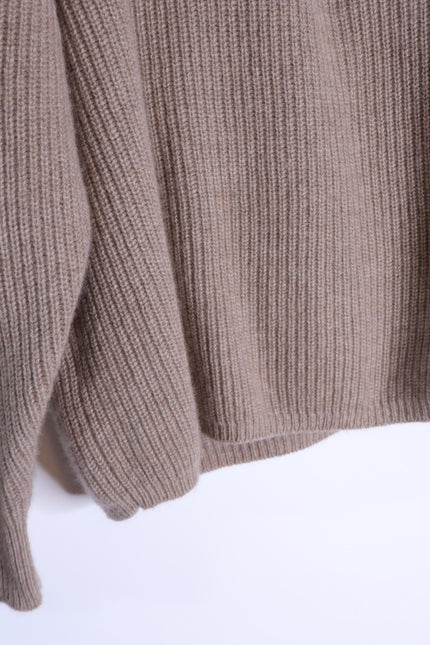 JENNI KAYNE Stone 100% Cashmere Half Zip Pullover Sweater Undyed Women's M