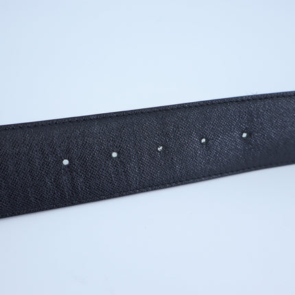 MCM Claus M Reversible Belt In Visetos White Gold Logo Print Men's S