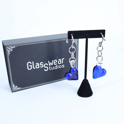 GLASSWEAR STUDIOS Handmade Cobalt Blue Heart Weights 10g/2.5mm Hangers
