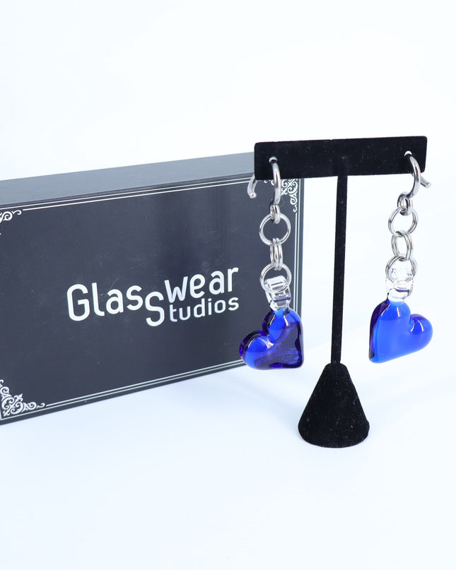 GLASSWEAR STUDIOS Handmade Cobalt Blue Heart Weights 10g/2.5mm Hangers