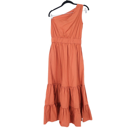 Cara Cara One Shoulder Tiered Maxi Dress Burnt Orange Cotton Women's S