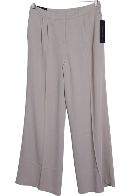 DONNA KARAN NWT Pinstripe Wide Leg Dress Pants Cobblestone Cream Women's 10P