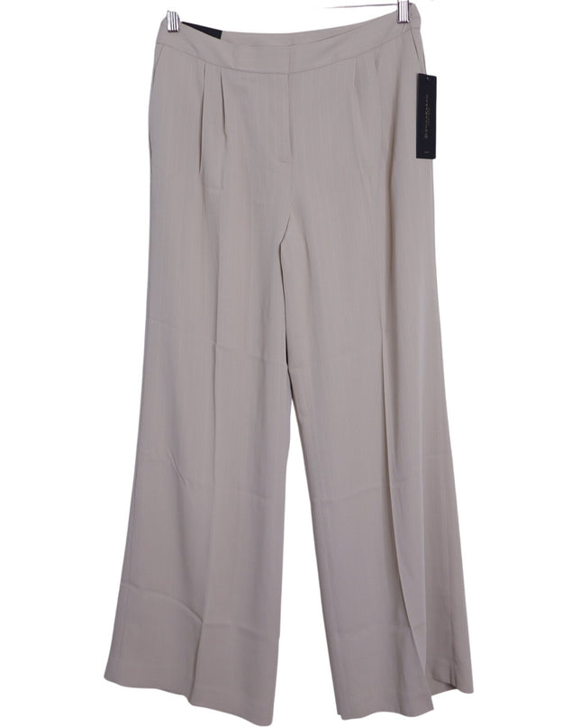 DONNA KARAN Pinstripe Wide Leg Dress Pants NWT Cobblestone Cream Women's 10P
