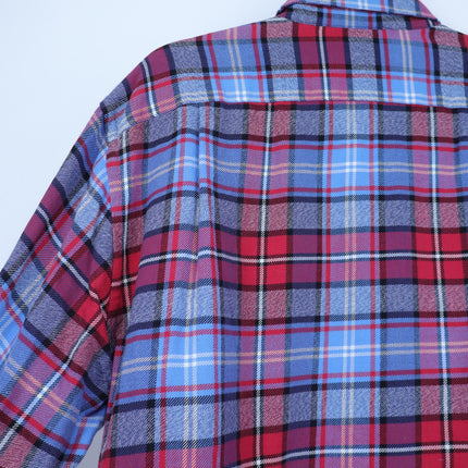 Hammer Made Flannel Button Down Shirt Red Blue Plaid Long Sleeve Men's L-XL/17