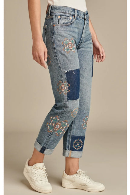 LUCKY NWT Legend Mid Rise Boy Jeans Blue Medium Wash Straight Leg Women's 10
