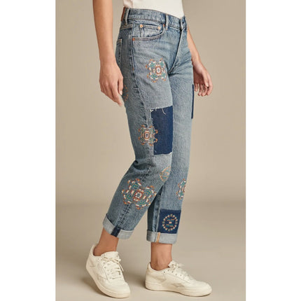 LUCKY NWT Legend Mid Rise Boy Jeans Blue Medium Wash Straight Leg Women's 10