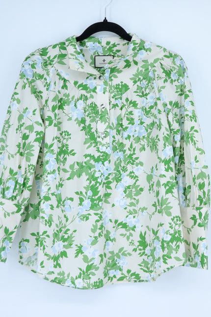 TUCKERNUCK Corrigan Popover Blouse English Ivy Green Long Sleeve Women's M