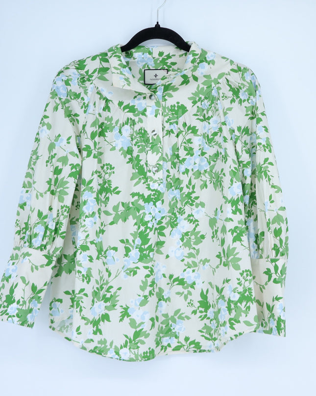 TUCKERNUCK Corrigan Popover Blouse English Ivy Green Long Sleeve Women's M
