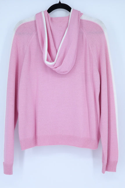 ST. JOHN SPORT Hooded Zip Up Sweater Santana Knit Track Suit Pink Women's L