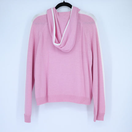 ST. JOHN SPORT Hooded Zip Up Sweater Santana Knit Track Suit Pink Women's L