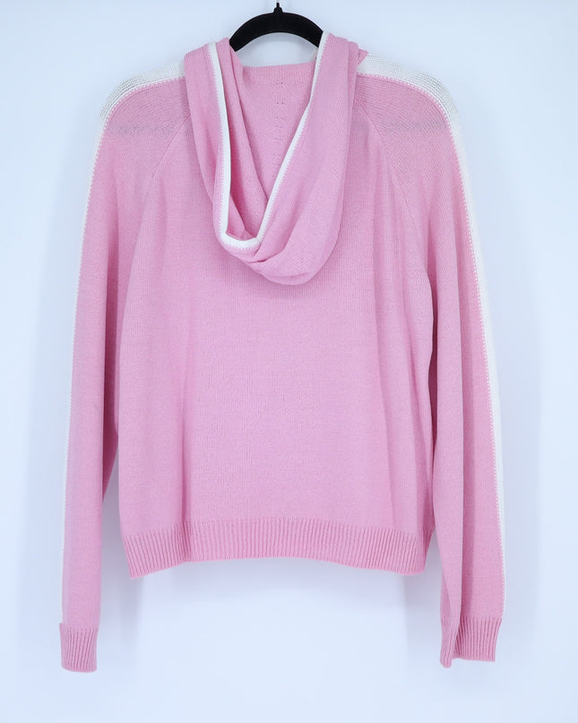 ST. JOHN SPORT Hooded Zip Up Sweater Santana Knit Track Suit Pink Women's L