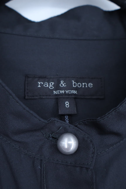 RAG & BONE Gretchen Twisted Mini Shirt Dress Black Short Sleeve Women's 8