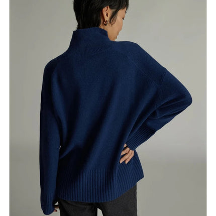 EVERLANE 100% Cashmere Turtleneck Sweater Blue Oversized Long Sleeve Women's L
