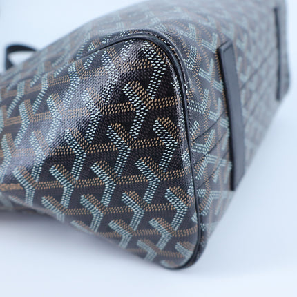 GOYARD Rouette Souple Shoulder Bag Black and Brown Coated Canvas Chevron