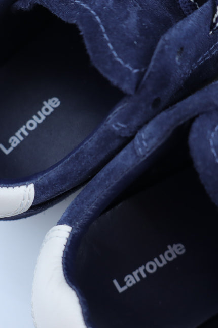 LARROUDE Stella Sneakers Navy Suede and Ivory Leather Low Top Women's 9