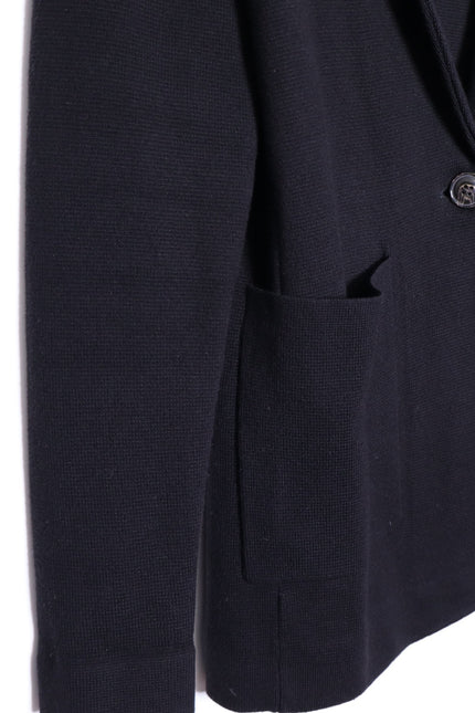 MINNIE ROSE Cotton Blend Boyfriend Blazer Black One Button Unlined Women's S