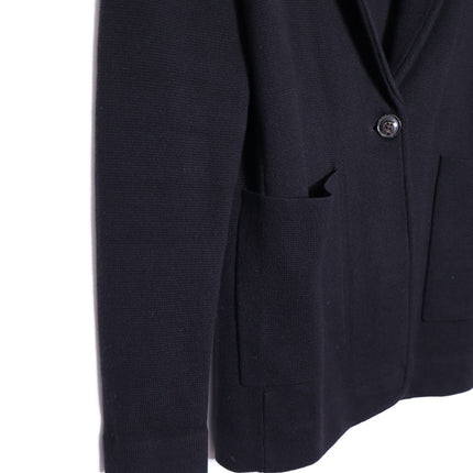 MINNIE ROSE Cotton Blend Boyfriend Blazer Black One Button Unlined Women's S