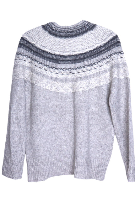 THEORY Fair Isle Sweater Melange Light Grey Wool Blend Long Sleeve Women's P/00