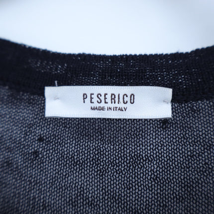 Peserico Open Knit Longline Cardigan Black Short Sleeve Women's 42/US 10