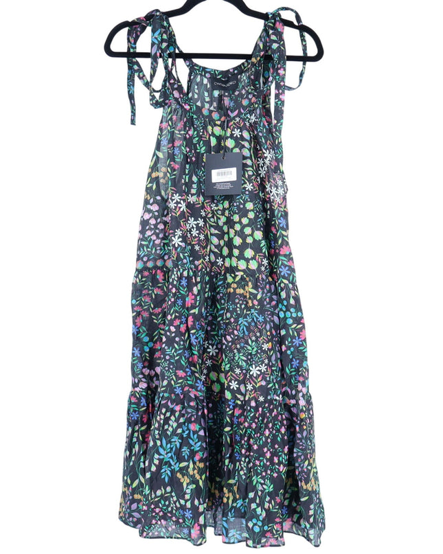 CYNTHIA ROWLEY Layla Floral Halter Dress Black NWT Knee Length Women's M