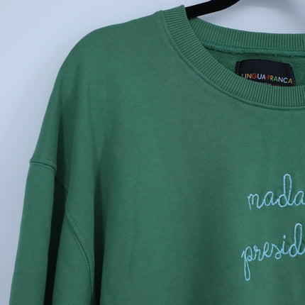 Lingua Franca Madam President Sweatshirt Green French Terry Pullover Women's L