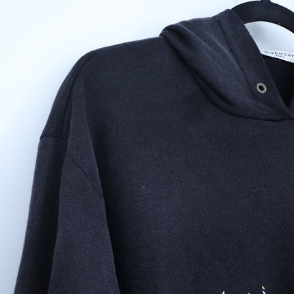 Givenchy Fun Washed Hoodie Black Distressed French Terry Slim Sweatshirt Men's S