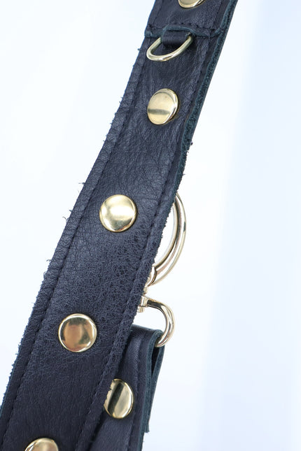 HAMMITT Large Montana Reversible Crossbody Bag Black Leather and Gold Envelope