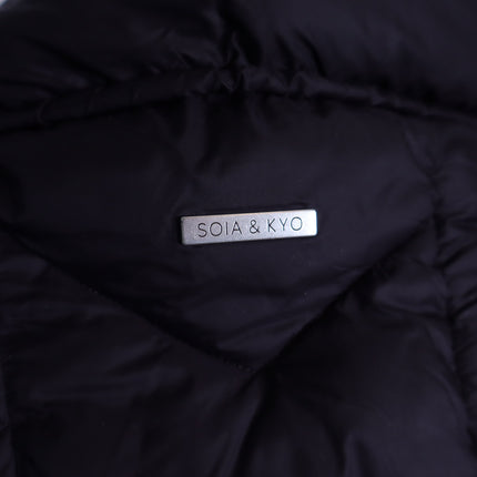 Soia & Kyo Tiphanie Hooded Bomber Jacket Black Puffer Long Sleeve Women's L