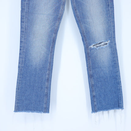 Mother Pixie Dazzler Ankle Fray Jeans Blue Popism Mid Rise Button Fly Women's 24