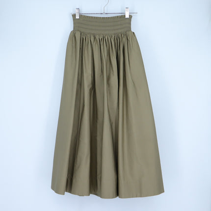 Nordstrom Smocked Cotton Midi Skirt Olive Green A-Line Pull On Women's XS