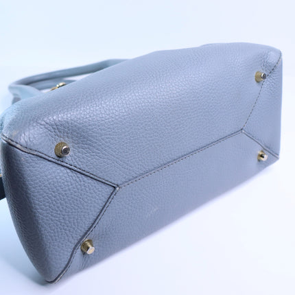 BURBERRY Greenwood Bowling Bag Grey Pebbled Leather with Plaid Lining Crossbody