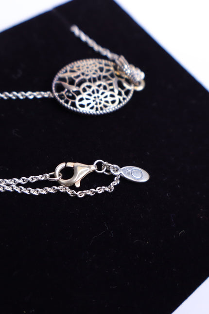 PANDORA Floral Daisy Lace Pendant Chain Necklace