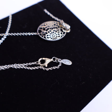 PANDORA Floral Daisy Lace Pendant Chain Necklace