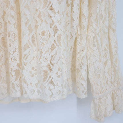 Mille Chantal Lace Blouse with Cami Vanilla Mock Neck Long Sleeve Women's XS