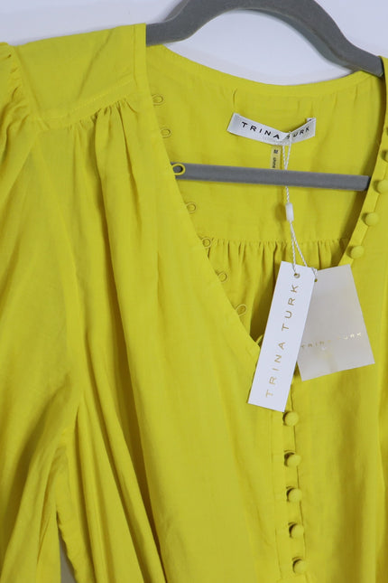 TRINA TURK NWT Malina Mini Dress Sunshine State Yellow Half Sleeve Women's M