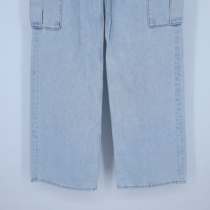 Denim Forum The Farrah Cargo Jeans Bleach Bleu NWT High Rise Women's 25