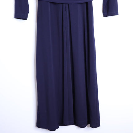 THE FOLD Wrap Belted Midi Dress Navy Blue Long Sleeve Women's 8