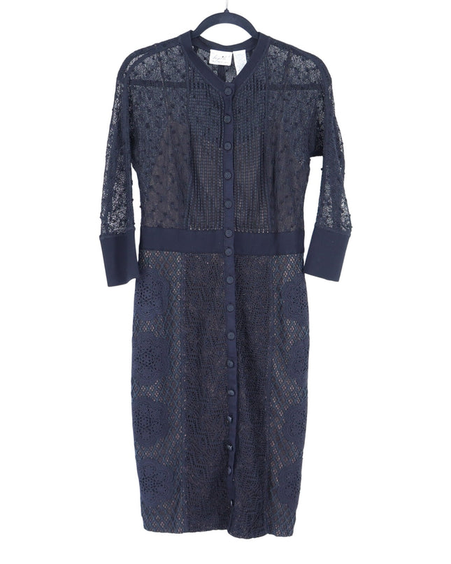 Beguile By Byron Lars Mona Lace Dress Black Sheath Long Sleeve Women's 6