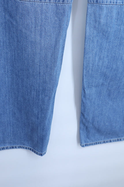 LE JEAN Wide Leg Jeans Blue Light Wash Tie Belt High Rise Women's 29