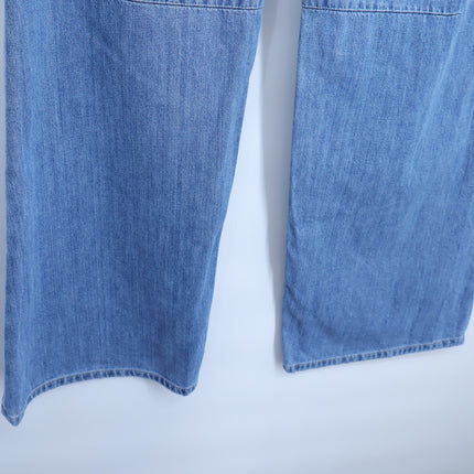 LE JEAN Wide Leg Jeans Blue Light Wash Tie Belt High Rise Women's 29
