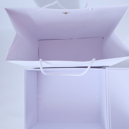 DIOR White Pebbled Flip Top Tab Closure Gift Box with Carry Bag