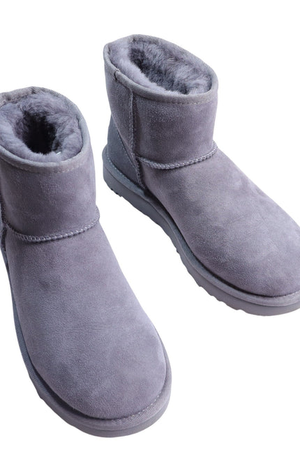 UGG Classic Mini II Mid Top Boot Grey Sheepskin Winter Boot Women's 7