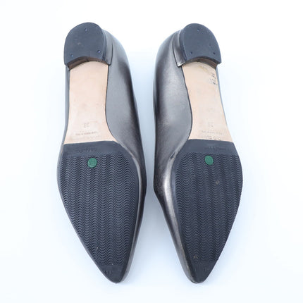 MANOLO BLAHNIK Grey Metallic Pointed Toe Flat Quiet Luxury Women's 38/US 8