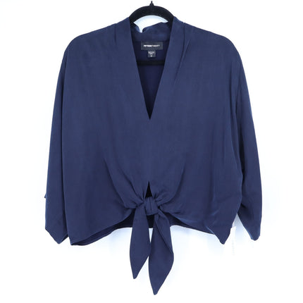 FIFTEEN TWENTY Blouson Tie Front Top Navy NWT Kimono Short Sleeve Women's M