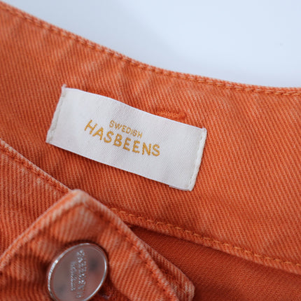 SWEDISH HASBEENS Short Boot Cut Jeans Orange Crop High Rise Women's 28