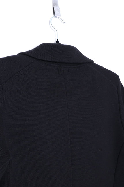 MINNIE ROSE Cotton Blend Boyfriend Blazer Black One Button Unlined Women's S