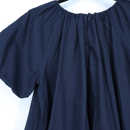 ANTHROPOLOGIE Puff Sleeve Bubble Mini Dress Navy Blue Relaxed Women's S