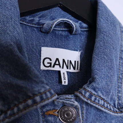 GANNI Washed Denim Long Sleeve Mini Dress Indigo Long Sleeve Women's 36/ US 4