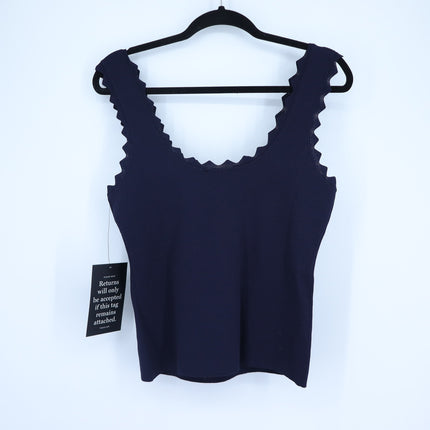 Tuckernuck Ric Rac Compression Tank Navy NWT Scalloped Knit Tank Top Women's L